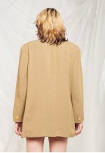 Vintage 80s Oversized Blazer Jacket in Beige Checked