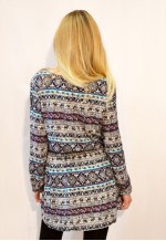 Long Sleeve Mini Dress in Floral Paisley and Elephant Print