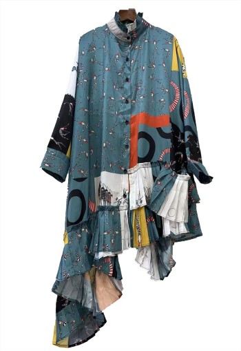 High Low Hem Shirt dress in ballet dance Print