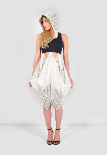 Premium Creative lace tulip dress with hood