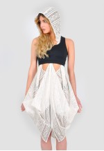 Premium Creative lace tulip dress with hood