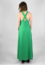 Vera Mont Of Paris Crepe Green Black Halter Neck Maxi Dress