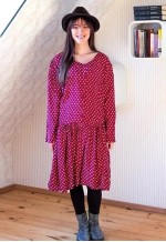 Cherry red low waist floral dress