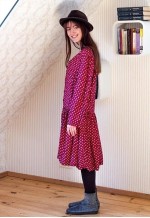 Cherry red low waist floral dress