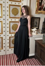 70's Vintage Studio 54 Black Sequin Slip Evening Maxi Dress
