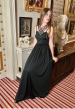 70's Vintage Studio 54 Black Sequin Slip Evening Maxi Dress