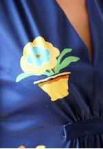 Vintage blue floral long sleeve dress