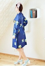 Vintage blue floral long sleeve dress