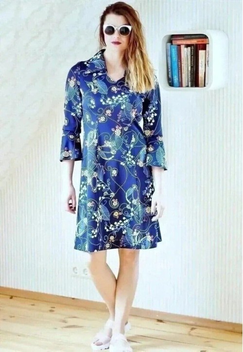 Bright blue floral dress