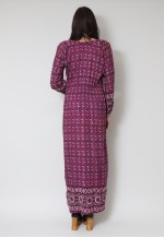 70's Vintage Long Sleeve Maxi Dress Purple Indian Cotton