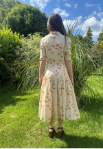 70's Vintage Anna Paola Cream Butterfly Midi Dress
