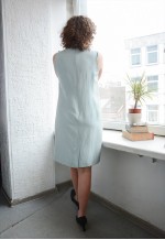 Vintage Blue Linen Midi Dress