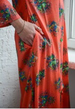 Vintage 70's Bohemian Pink Floral Print Maxi Bohemian Dress