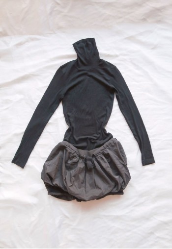 vintage Turtleneck Dress Bubble Skirt