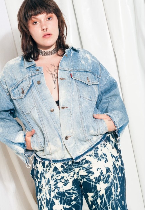 Reworked Denim Jacket 80s Vintage Weird Trip Coat