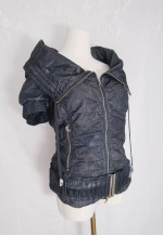 MISS SIXTY Navy Cyber Futuristic Denim Puffy Jacket
