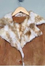 Vintage Y2K Shearling Longline Jacket Beige Fur Lined