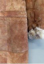 Vintage Y2K Shearling Longline Jacket Beige Fur Lined