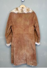 Vintage Y2K Shearling Longline Jacket Beige Fur Lined