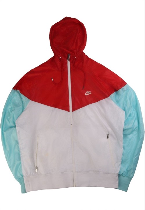 Hooded Full Zip Up Windbreaker Jacket Large Red